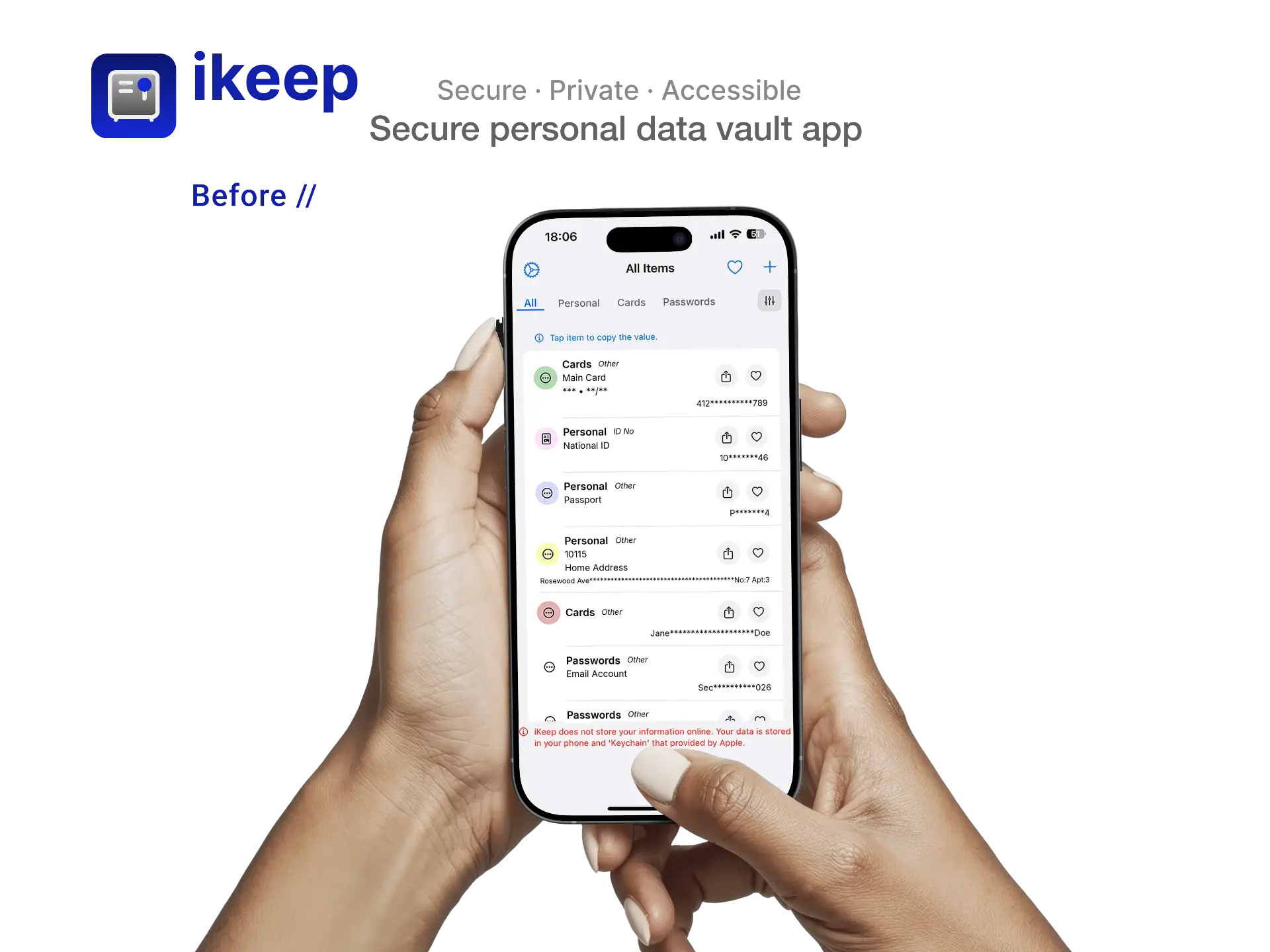 iKeep — previous design
