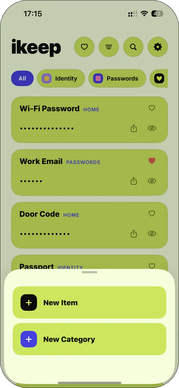 iKeep after — add button in thumb reach