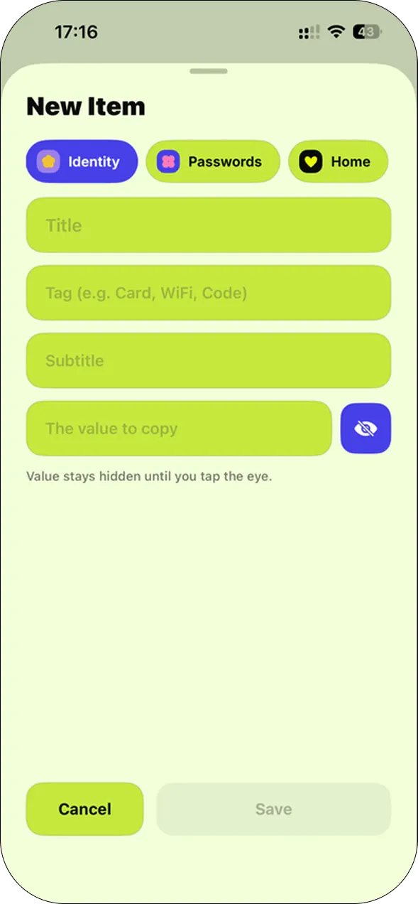 iKeep after — creating an item