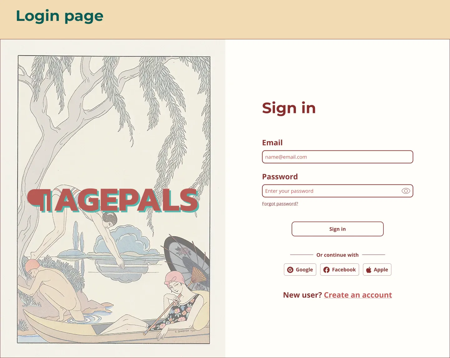 PagePals — high fidelity wireframes